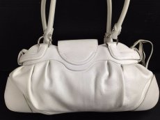 Photo2: Auth SALVATORE FERRAGAMO Gancini White Leather Shoulder Bag 5E112550# (2)