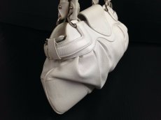 Photo4: Auth SALVATORE FERRAGAMO Gancini White Leather Shoulder Bag 5E112550# (4)