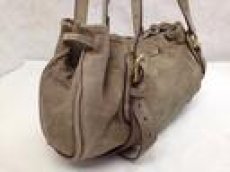 Photo3: Auth miu miu Shoulder Tote Bag Beige Suede 5I150960# (3)