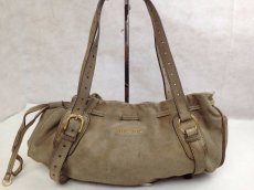 Photo1: Auth miu miu Shoulder Tote Bag Beige Suede 5I150960# (1)