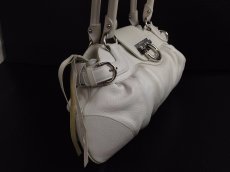 Photo3: Auth SALVATORE FERRAGAMO Gancini White Leather Shoulder Bag 5E112550# (3)