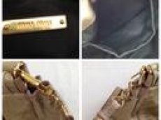 Photo12: Auth miu miu Leather 2 Way Shoulder Bag Tote Handbag  Beige 5i090660p (12)
