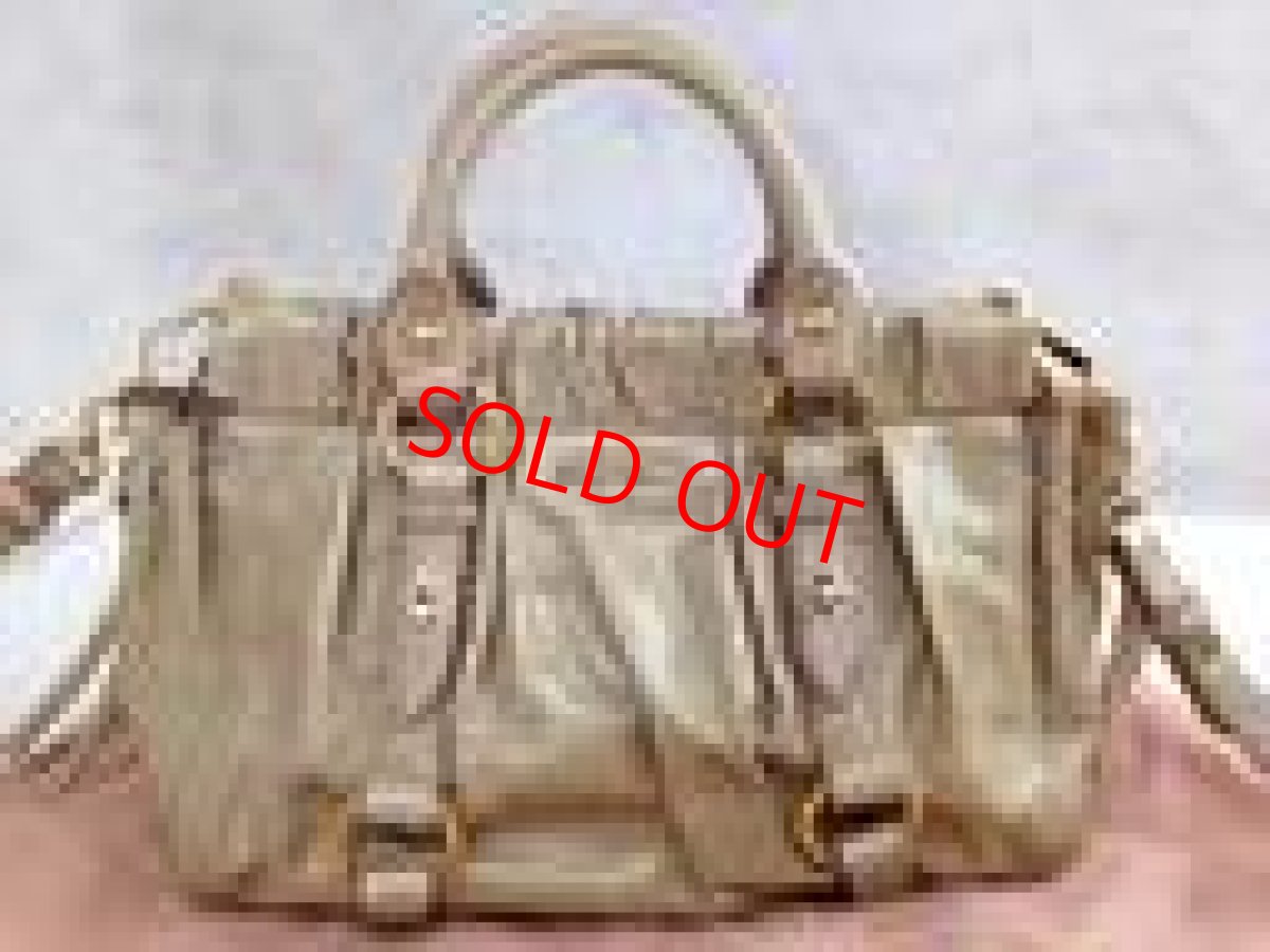 Photo2: Auth miu miu Leather 2 Way Shoulder Bag Tote Handbag  Beige 5i090660p (2)