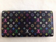 Photo2: Auth LOUIS VUITTON Multicolor Black Portefeuille Sarah Bifold Wallet 5J141570# (2)