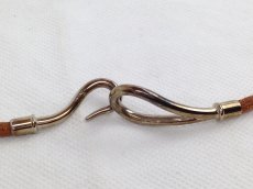 Photo4: Auth HERMES Jumbo Hook Double Wrap Bracelet Brown Leather Silver tone 5J280180# (4)