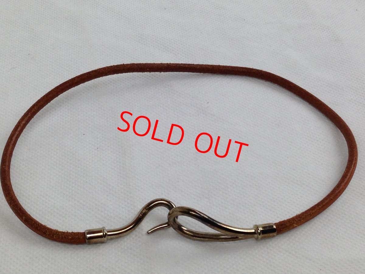 Photo5: Auth HERMES Jumbo Hook Double Wrap Bracelet Brown Leather Silver tone 5J280180# (5)