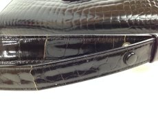 Photo4: Authentic Crocodile Shoulder Bag Black Crocodile Leather  5J130Y60p (4)