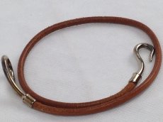 Photo6: Auth HERMES Jumbo Hook Double Wrap Bracelet Brown Leather Silver tone 5J280180# (6)
