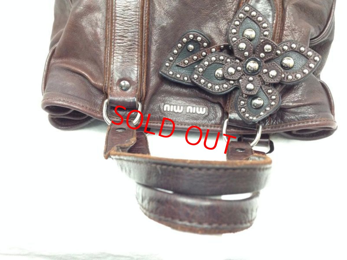 Photo6: Auth miu miu Leather Shoulder Bag Tote Handbag  6A190980 (6)