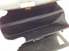 Photo14: Auth FINDIG GENUINE CROCODILE Leather Clutch Bag Black 6C090540# (14)