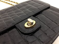 Photo11: Embossed Patent Leather Gold Tone Chain Black Shoulder Party Bag 5L090710#   (11)