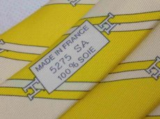 Photo5: Auth HERMES PARIS Men's Neck Tie 100% Silk Yellow 6D050080N (5)