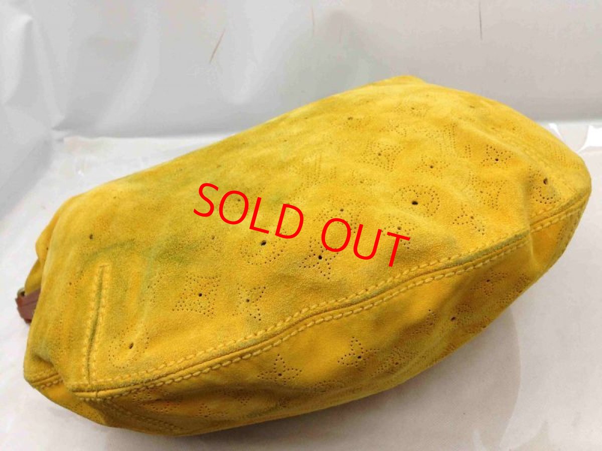 Photo10: Auth LOUIS VUITTON Monogram Suede Onatah Shoulder Bag Bright Yellow 6D120550# (10)