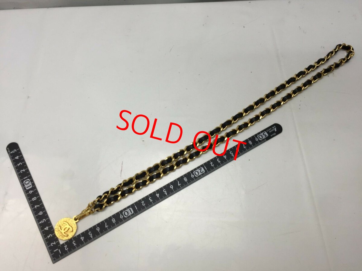 Photo3: Auth CHANEL Black Gold CC Logos Chain Belt 9F180120h (3)