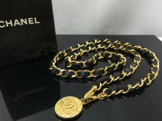 Photo1: Auth CHANEL Black Gold CC Logos Chain Belt 9F180120h (1)