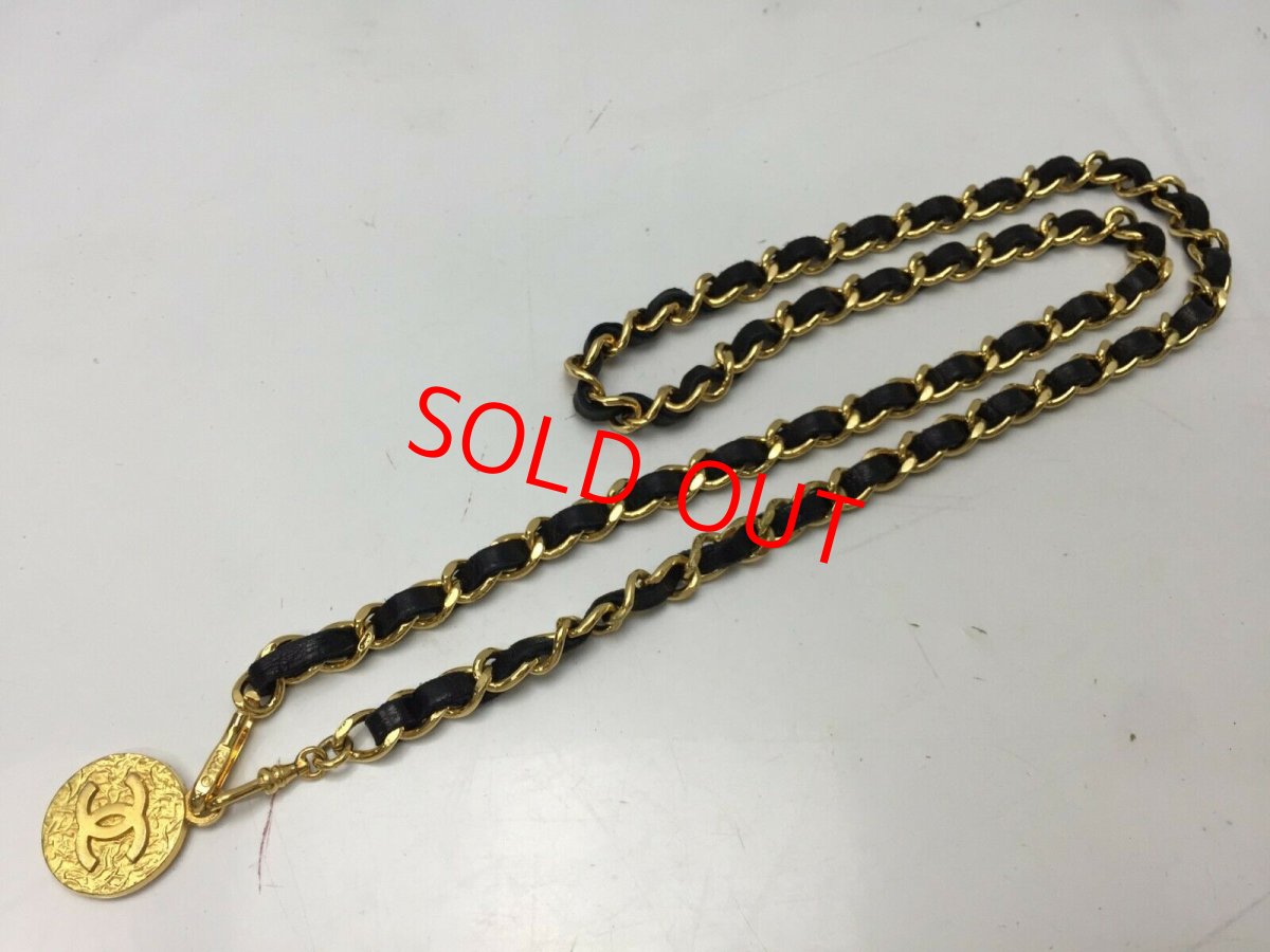 Photo2: Auth CHANEL Black Gold CC Logos Chain Belt 9F180120h (2)