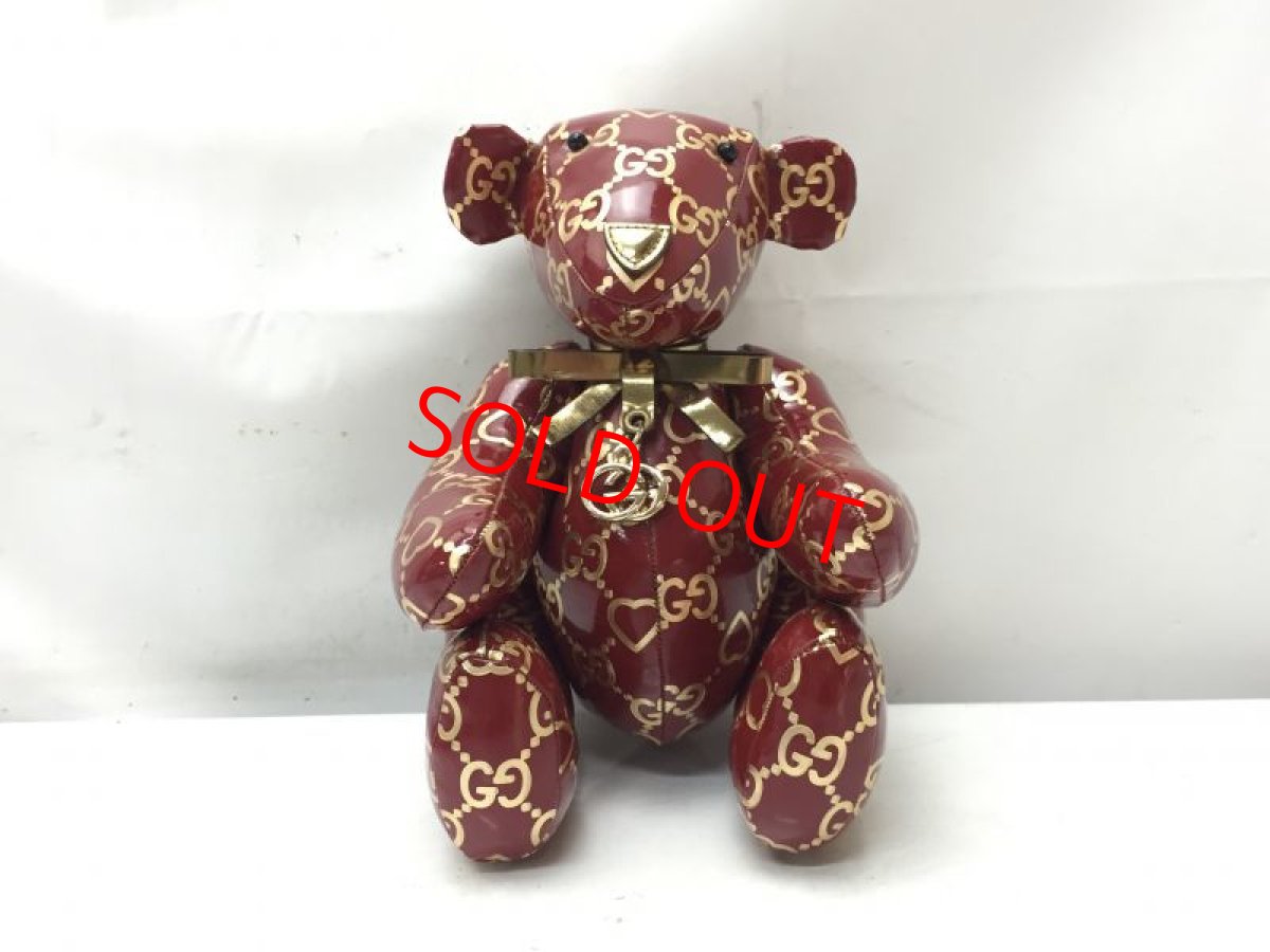 Photo2: Auth Gucci GG Pattern  vinyl Canvas Teddy Bear 9E290010F (2)