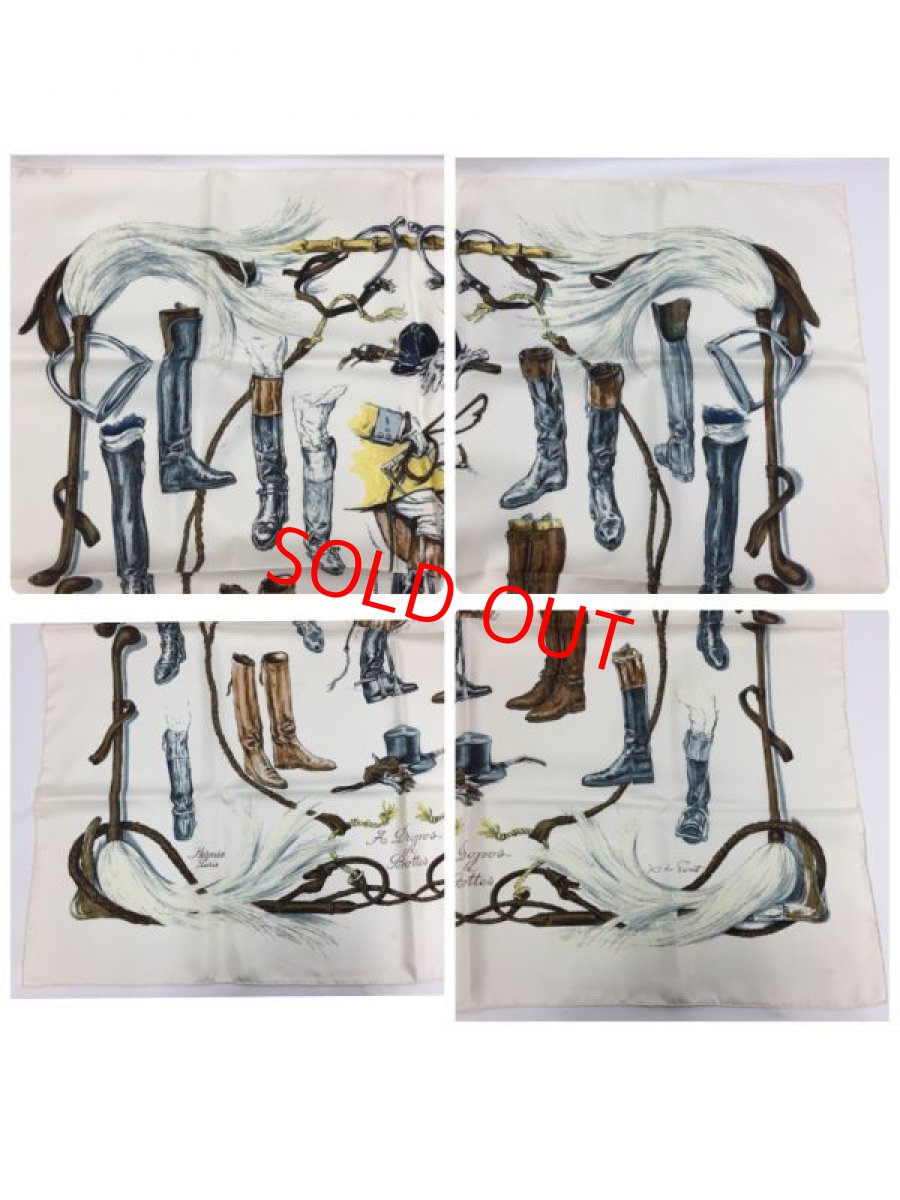 Photo4: Auth Hermes  100% Silk Scarf  "À propos de botter"  9H120270g (4)