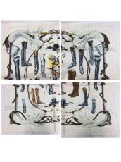 Photo4: Auth Hermes  100% Silk Scarf  "À propos de botter"  9H120270g (4)