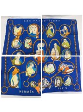 Photo2: Auth Hermes  100% Silk Scarf  "LES PARISIENS"  9H120210g (2)