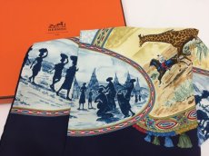 Photo1: Auth Hermes  100% Silk Scarf  "CAVALIERS PEULS"  9H120230g (1)