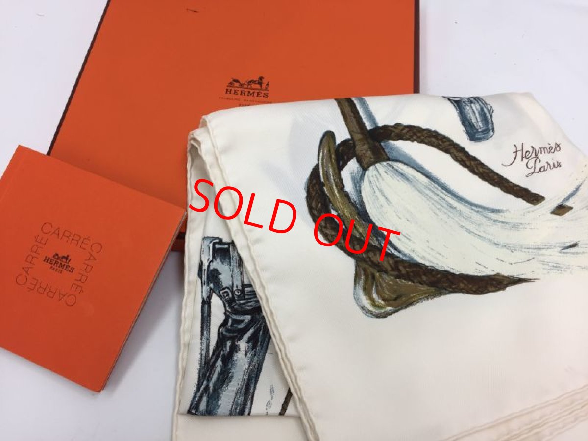 Photo1: Auth Hermes  100% Silk Scarf  "À propos de botter"  9H120270g (1)