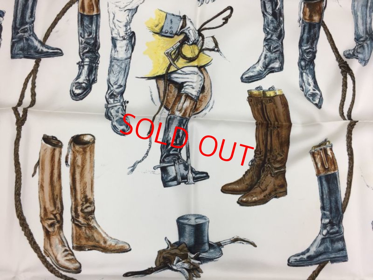 Photo5: Auth Hermes  100% Silk Scarf  "À propos de botter"  9H120270g (5)