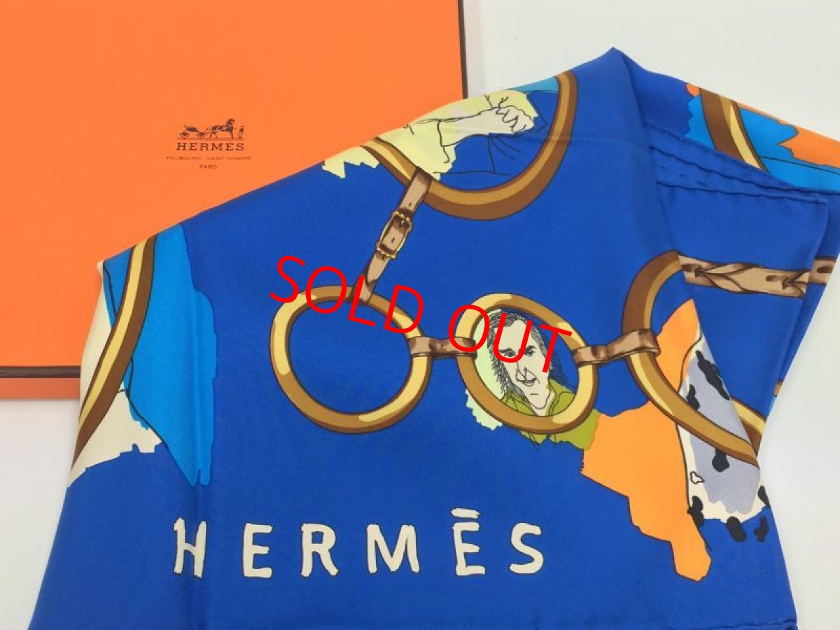 Photo1: Auth Hermes  100% Silk Scarf  "LES PARISIENS"  9H120210g (1)