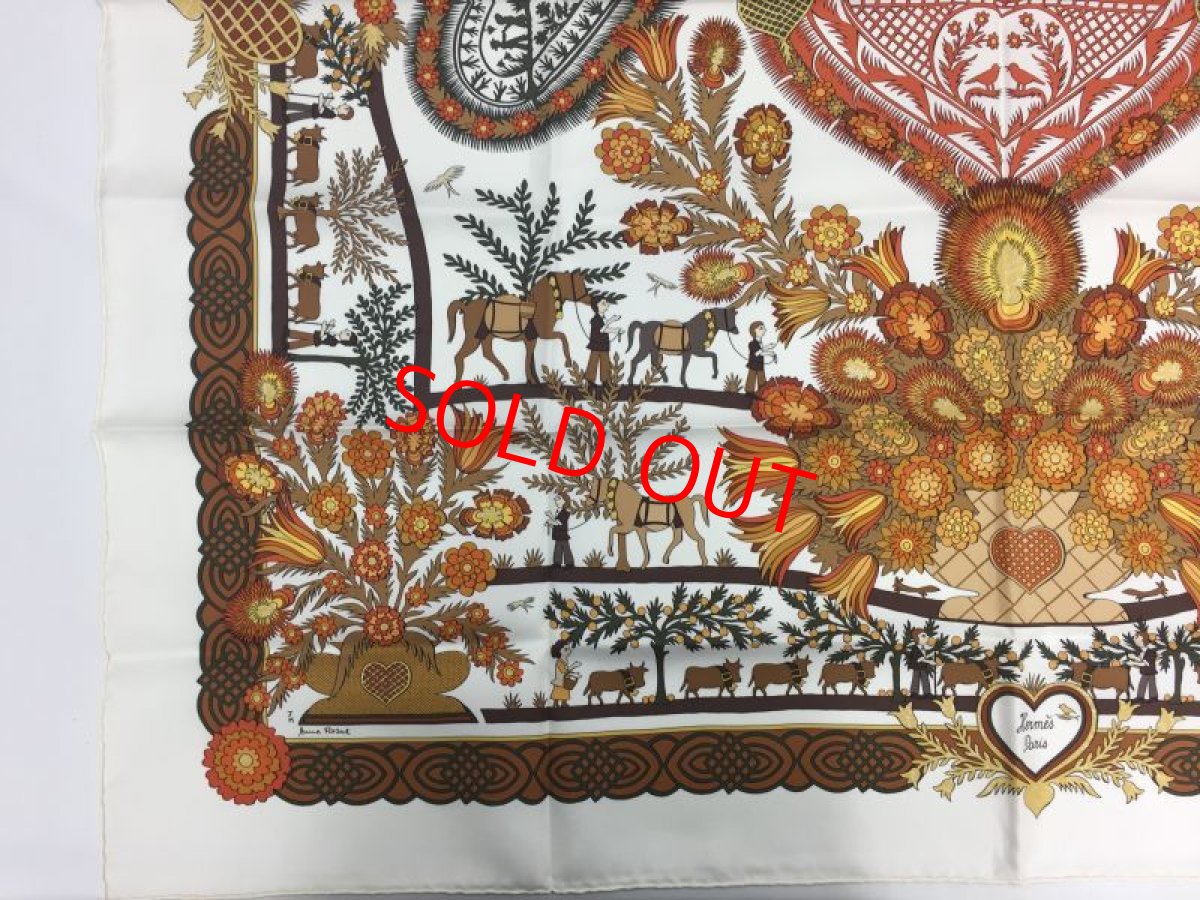 Photo4: Authentic Hermes Brown Printed 100% Silk Scarf UNUSED 9L050010n (4)
