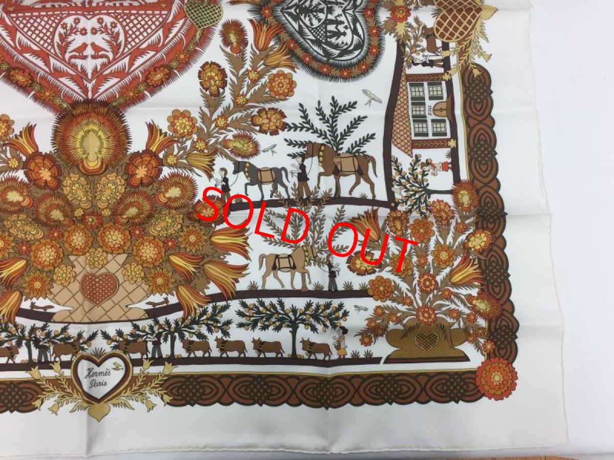 Photo5: Authentic Hermes Brown Printed 100% Silk Scarf UNUSED 9L050010n (5)