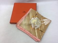 Photo1: Auth Hermes 100 % Silk Scarf gold tone color made in France 0E120050n" (1)
