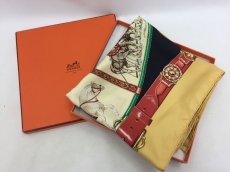 Photo1: Auth Hermes 100 % Silk Scarf gold tone "Chevaux De Trait" 0E200260n" (1)