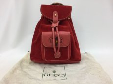 Photo1: Auth Gucci Bamboo Red Suede Backpack Shoulder bag 0E260190n" (1)