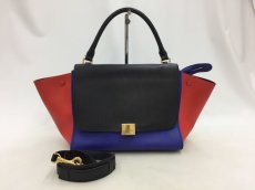 Photo1: Auth Celine Tri Color Leather TRAPEZE BAG 2 way 0G15 1911027 n" (1)