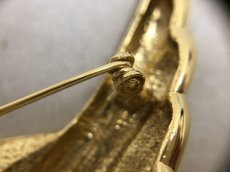 Photo5: Yves Saint Laurent YSL Gold tone Brooch Pin Wing Motif  0J130080n" (5)