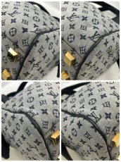 Photo9: Auth Louis Vuitton Monogram Josephine PM Blue Mini Lin Hand bag 0J130140n" (9)