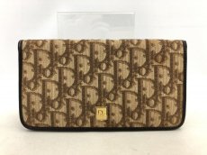 Photo1: Auth Christian Dior Trotter Pattern Cotton Canvas Bifold Bill Wallet 0J130050n" (1)