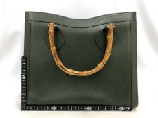Photo2: Auth Gucci Bamboo Handle Leather Hand bag Moss Green 0J210130n" (2)