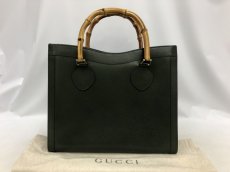 Photo1: Auth Gucci Bamboo Handle Leather Hand bag Moss Green 0J210130n" (1)