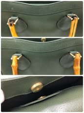 Photo10: Auth Gucci Bamboo Handle Leather Hand bag Moss Green 0J210130n" (10)