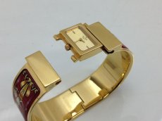 Photo4: Authentic Hermes Wristwatch Goldtone Loquet / Red Enamel Horse 9B220080MK8KK" (4)
