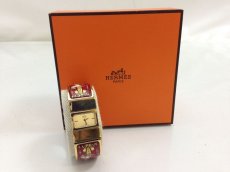 Photo1: Authentic Hermes Wristwatch Goldtone Loquet / Red Enamel Horse 9B220080MK8KK" (1)