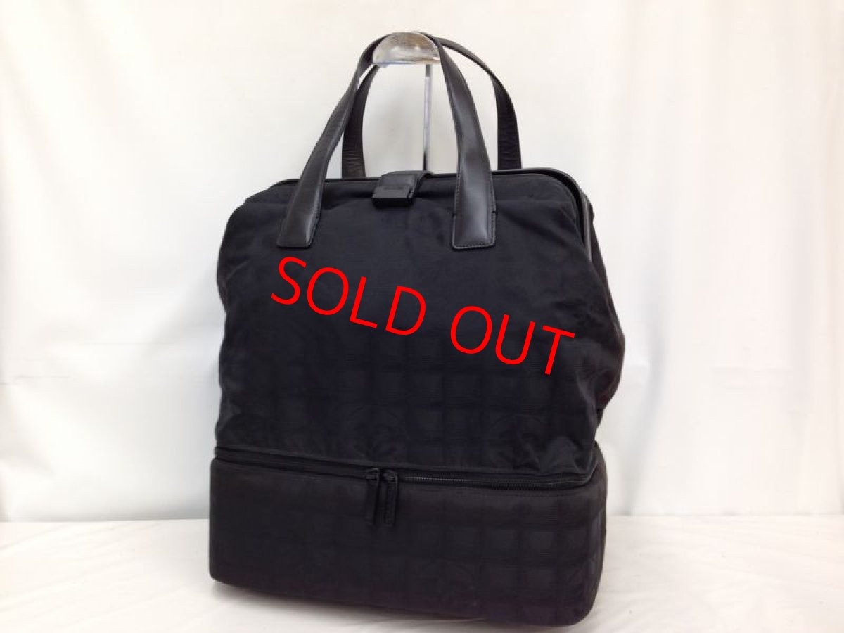 Photo1: Authentic Chanel Travel Line Boston Hand Bag Black Vintage 9D100860MKK" (1)
