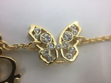 Photo6: Auth Dior Gold tone DR Logo butterfly motif Necklace 1A200100n" (6)