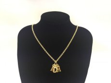 Photo1: Auth Dior Gold tone DR Logo DIOR motif Necklace 1A200080n" (1)