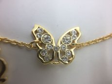 Photo3: Auth Dior Gold tone DR Logo butterfly motif Necklace 1A200040n" (3)