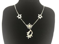 Photo1: Auth Dior Silver tone DR Logo Star motif Necklace 1A200070n" (1)