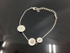 Photo1: Auth Dior Silver tone DR Logo button motif Bracelets 1A200110n" (1)