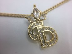 Photo6: Auth Dior Gold tone DR Logo DIOR motif Necklace 1A200030n" (6)