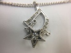 Photo4: Auth Dior Silver tone DR Logo DIOR Star motif Necklace 1A200130n" (4)